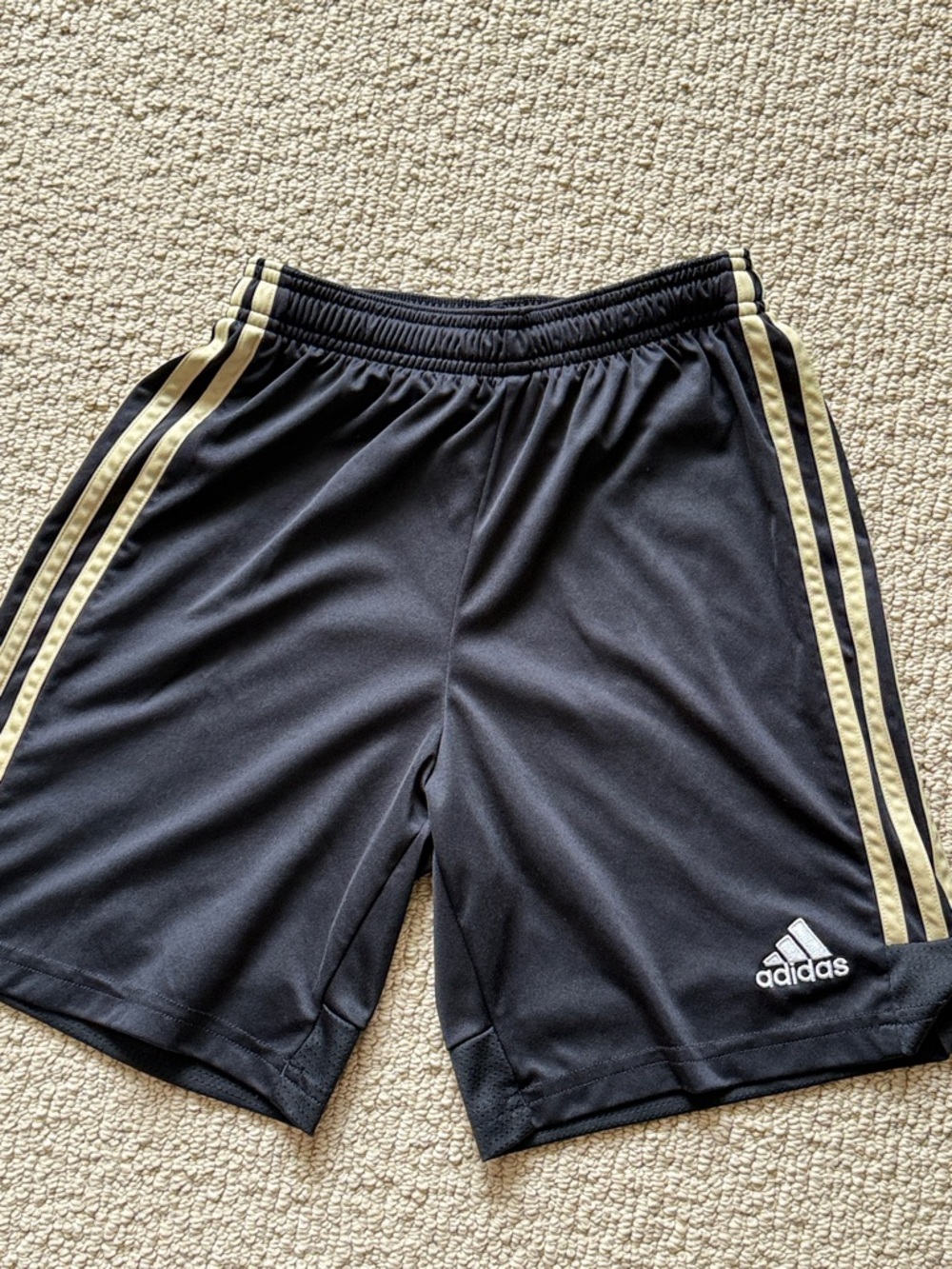 adidas kid’s Black Athletic Shorts with Gold Three-Stripes